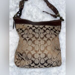 Coach Brown and Tan Monogram Shoulder Bag